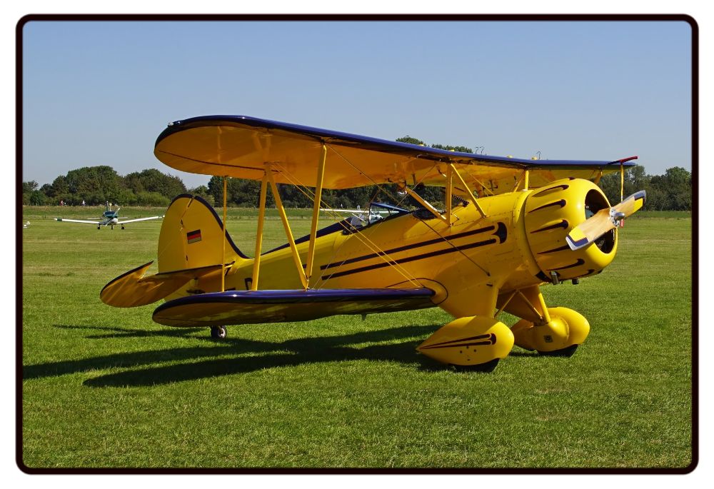 Yellow Waco Biplane Desk Mat