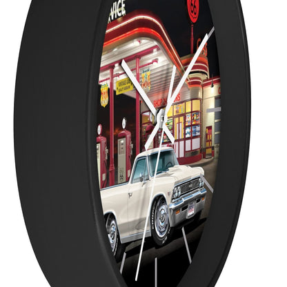1966 El Camino Gas Station Route 66 Car Art Wall clock