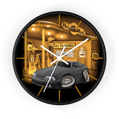 Fox Body Mustang Gas Station 3 Wall clock