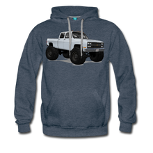 White Chevrolet 4x4 Crew Cab Pickup Truck Men’s Premium Hoodie - heather denim