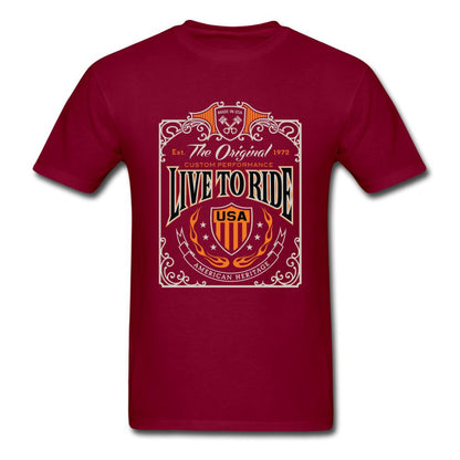 Live to Ride Men's T-Shirt - burgundy