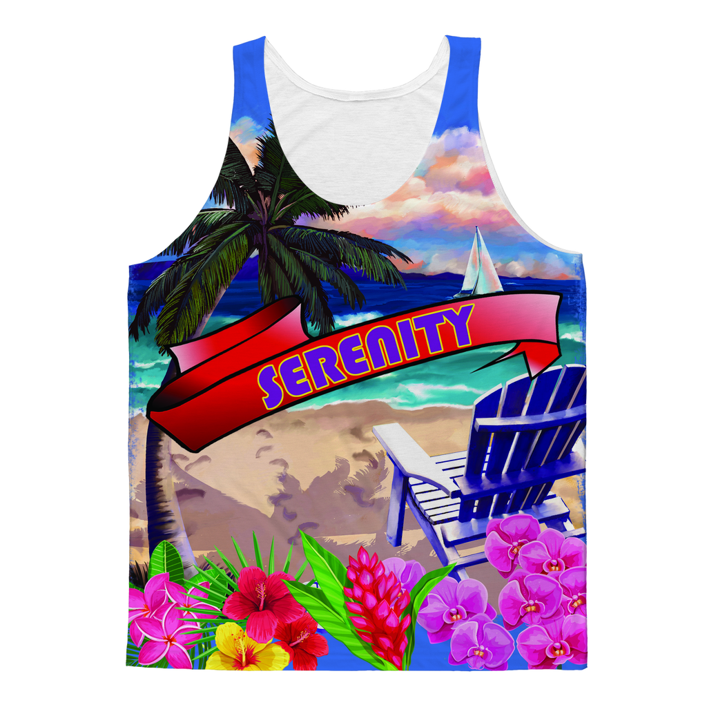 Serenity Beach Banner Design Classic Sublimation Adult Tank Top