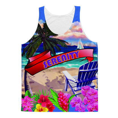 Serenity Beach Banner Design Classic Sublimation Adult Tank Top