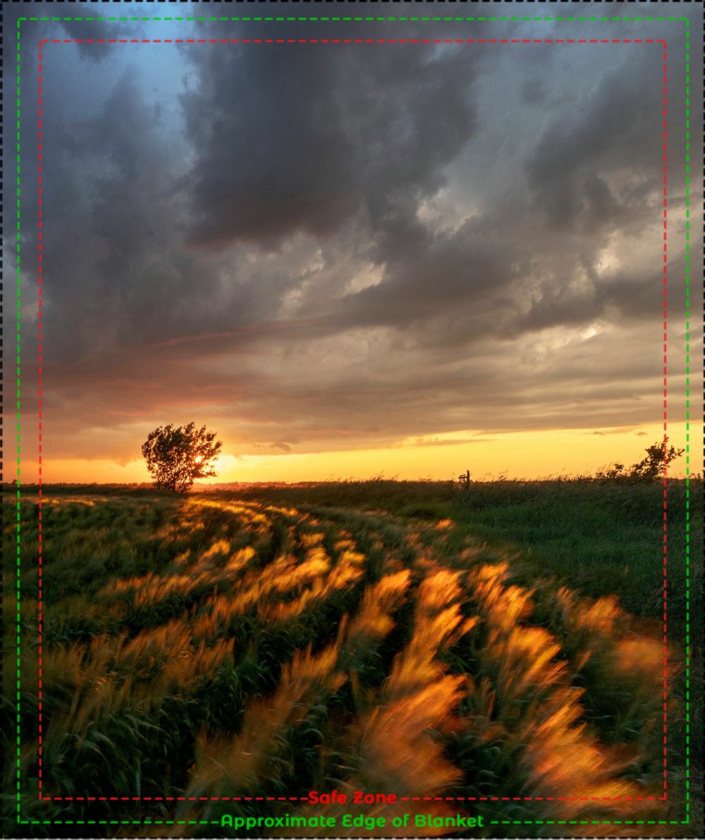 Cloudy Field Sunset Blanket