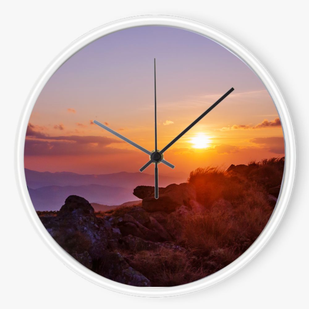 Sunset In the Mountains 10 inch wall clock