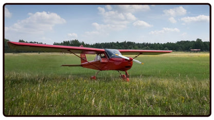 Red Plane on the Grass Desk Mat