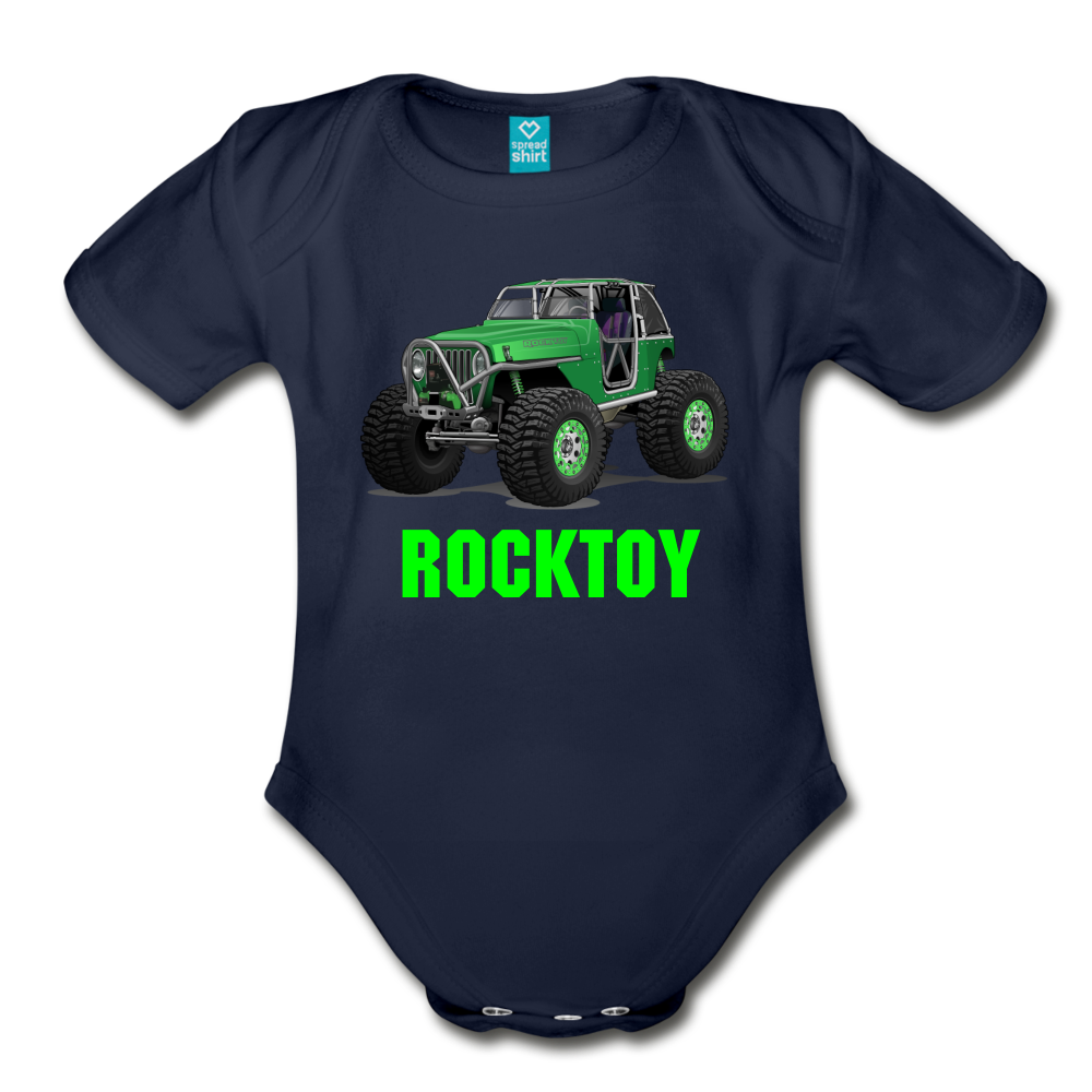 Organic Short Sleeve Baby Bodysuit - dark navy