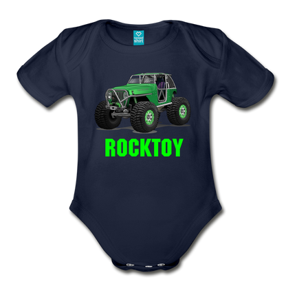 Organic Short Sleeve Baby Bodysuit - dark navy