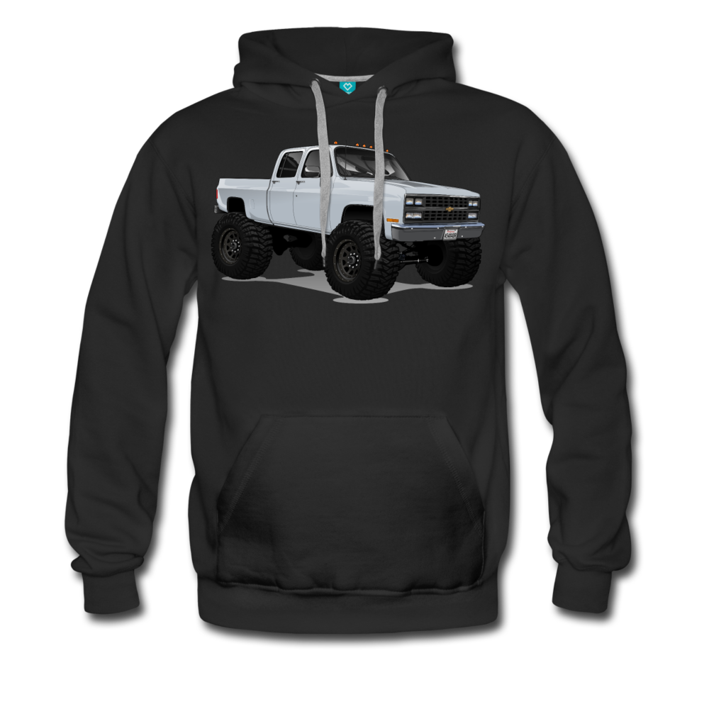 White Chevrolet 4x4 Crew Cab Pickup Truck Men’s Premium Hoodie - black