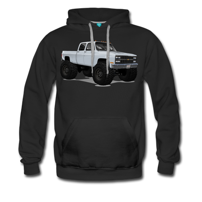White Chevrolet 4x4 Crew Cab Pickup Truck Men’s Premium Hoodie - black