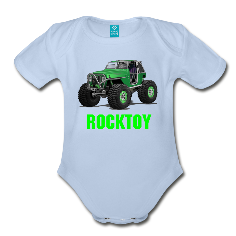 Organic Short Sleeve Baby Bodysuit - sky