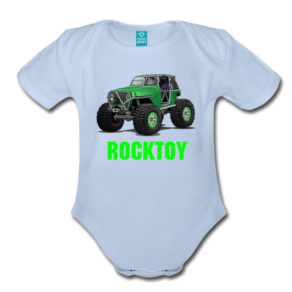 Organic Short Sleeve Baby Bodysuit - sky