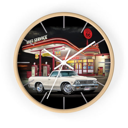 1966 El Camino Gas Station Route 66 Car Art Wall clock