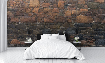 Dark Stone Wall Very Realistic Custom Designed Wallpaper