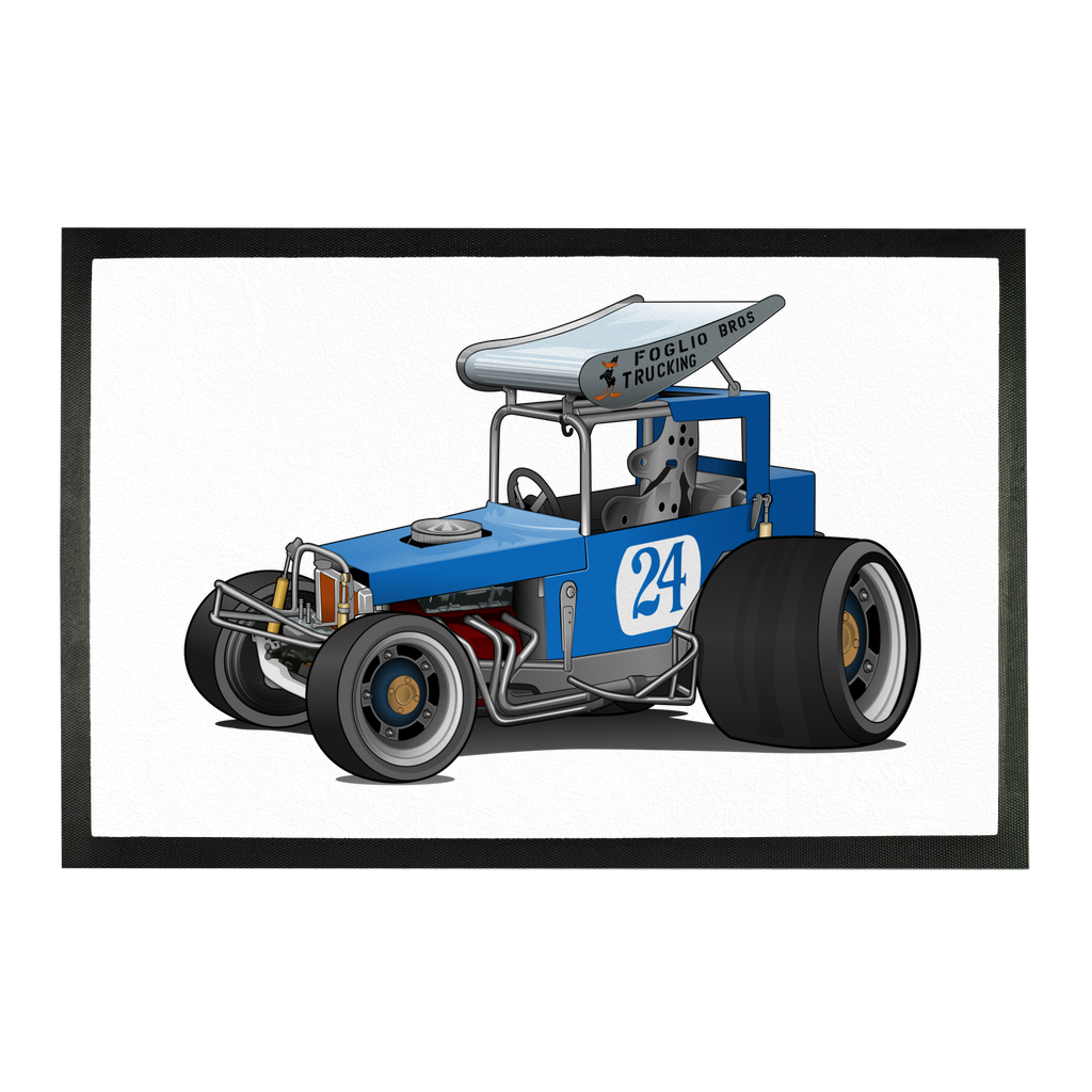 Blue Race Car Super Modified Sublimation Doormat