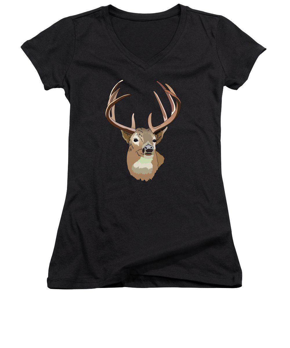 Deer Silhouette - Women's V-Neck (Athletic Fit)
