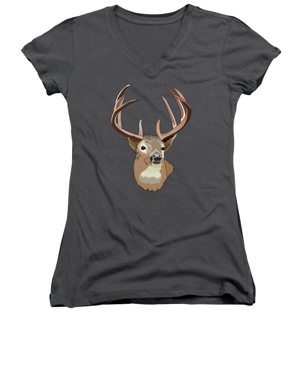 Deer Silhouette - Women's V-Neck (Athletic Fit)