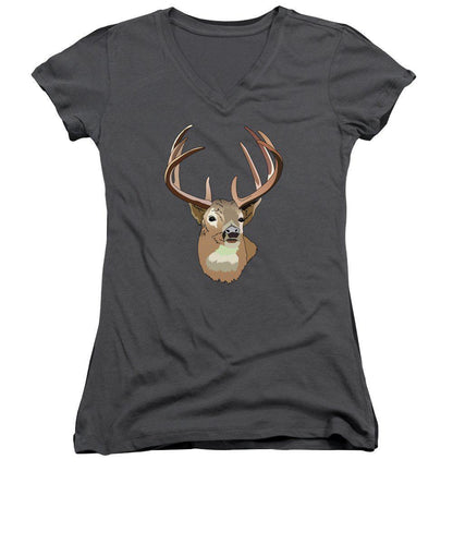 Deer Silhouette - Women's V-Neck (Athletic Fit)