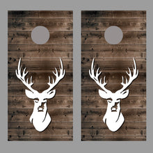 Buck Deer Design B Silhouette Rustic Wood Corn Hole Decal Wrap