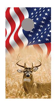 Deer and Flag Design B Cornhole Board Decal Wrap