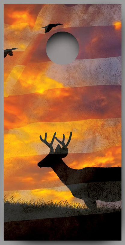 Bow Hunter Deer Hunting Cornhole Flag Deer Combo Decal Wrap deer