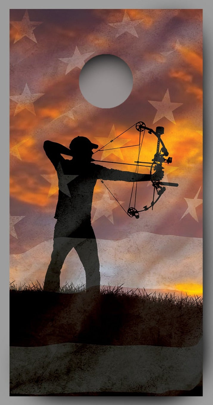 Bow Hunter Deer Hunting Cornhole Flag Deer Combo Decal Wrap hunter