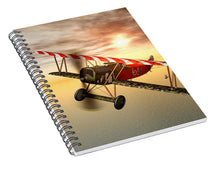 Biplane In The Sunset - Spiral Notebook