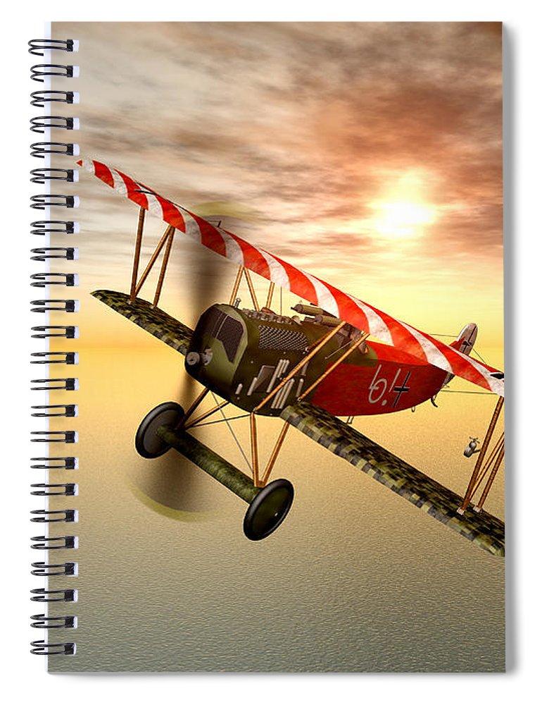 Biplane In The Sunset - Spiral Notebook
