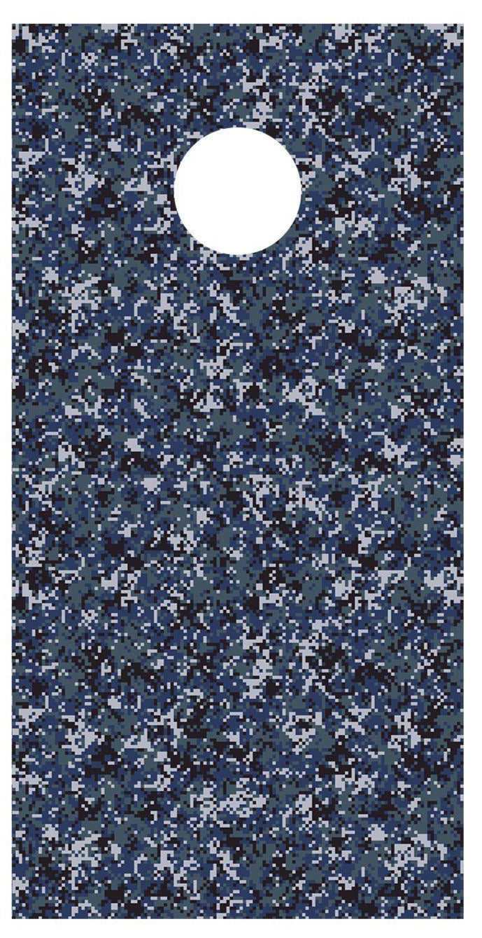 Digital Camo Navy Design Cornhole Decal Wrap