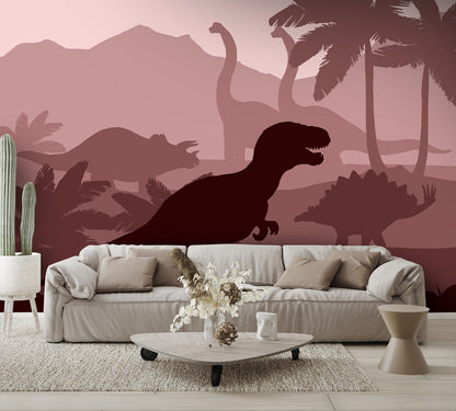 Dinosaurs Silhouettes Layers Wall Mural