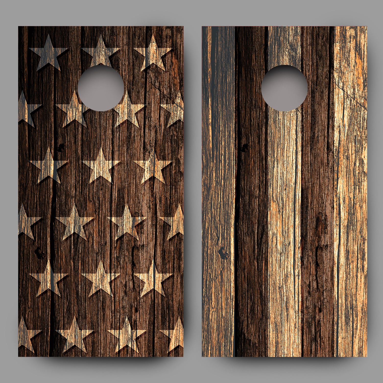 Distressed Stars Stripes Wood Cornhole Graphics Decal Wrap combo
