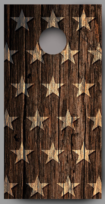 Distressed Stars Stripes Wood Cornhole Graphics Decal Wrap single stars