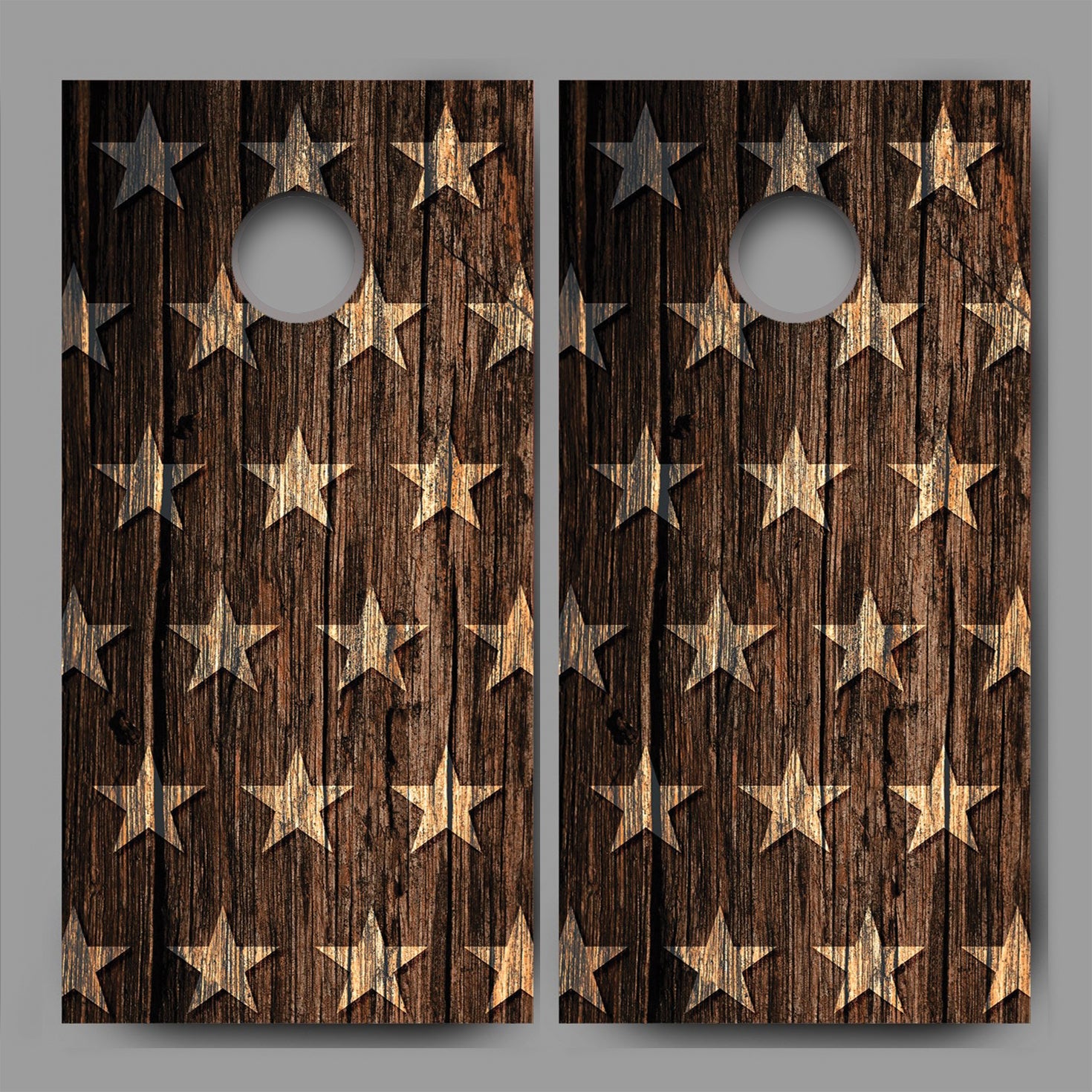 Distressed Stars Stripes Wood Cornhole Graphics Decal Wrap set stars