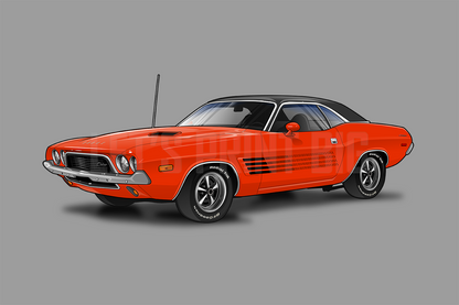 1972 Dodger Challenger Car Art Wall Decal