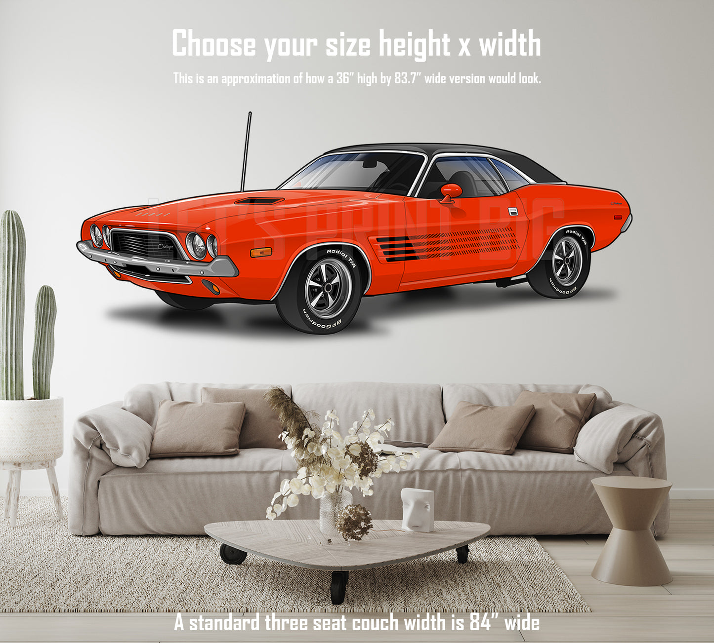 1972 Dodger Challenger Car Art Wall Decal