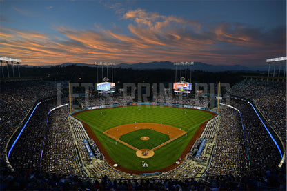 Dodger Stadium Wallpaper Night Baseball Diamond Field Mural proof