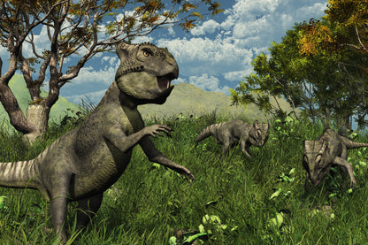 Three Archaeoceratops Dinosaurs Exploring Wall Mural