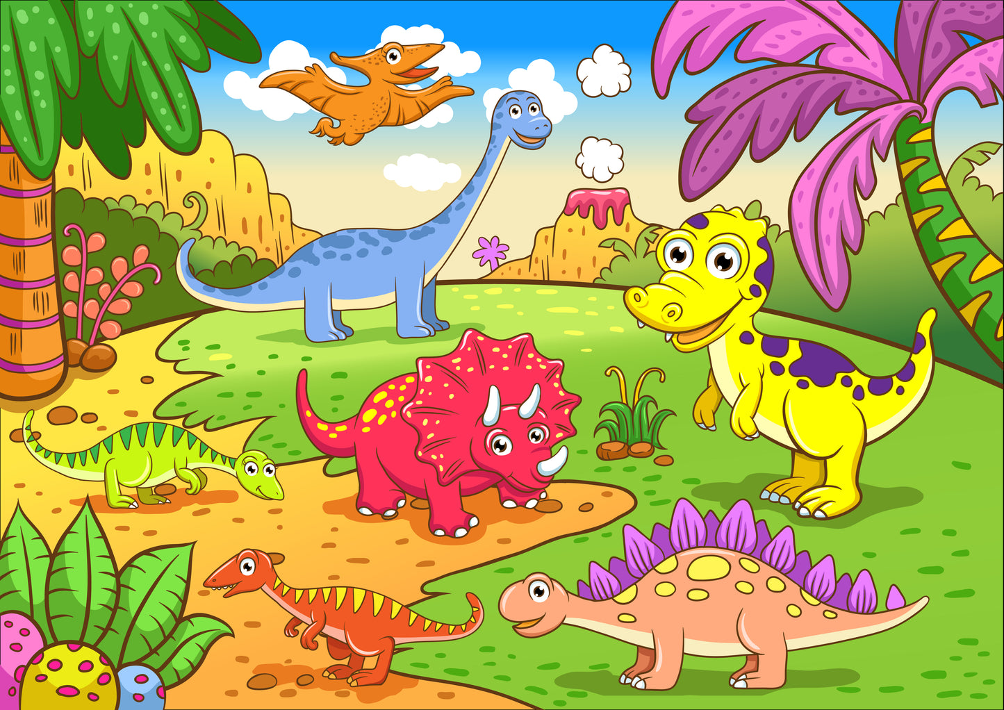 Cute Dinosaurs Wall Mural