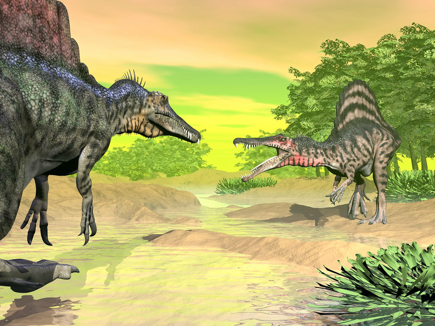 Spinosaurus Dinosaurs Fight Wall Mural
