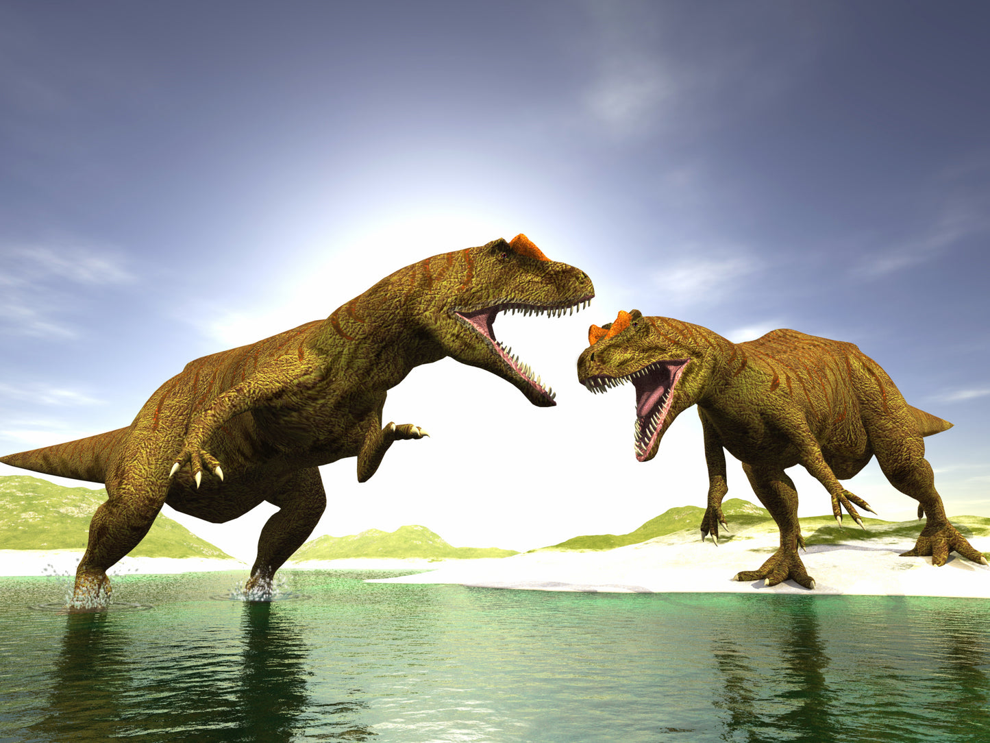 Two Dinosaurs Together Wall Mural