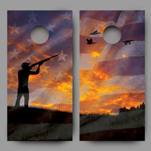 Duck Hunter American Flag Combo Corn Hole Decal Wrap