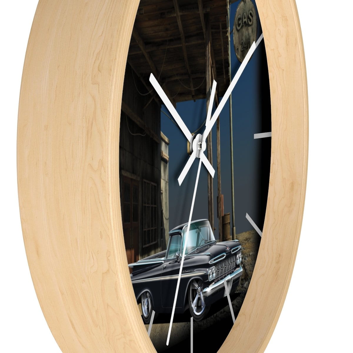 1959 El Camino Old Gas Station Wall clock