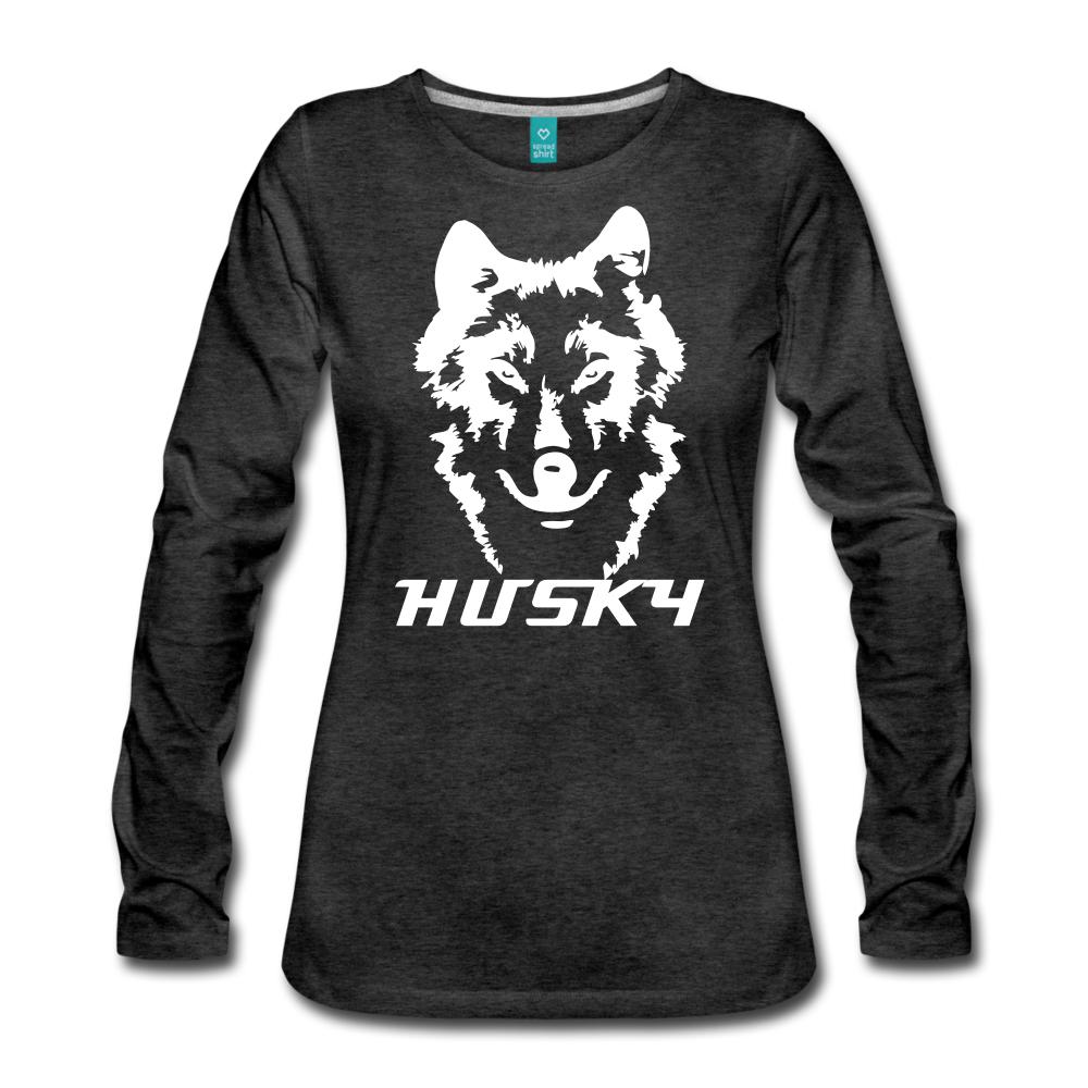 Siberian Husky Women's Premium Long Sleeve T-Shirt - charcoal gray