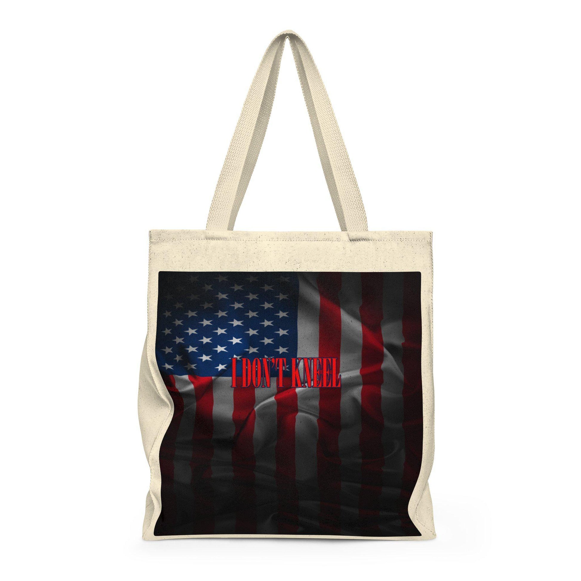 American Flag Dark I Don't Kneel Shoulder Tote Bag - Roomy - Let's Print Big