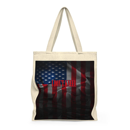 American Flag Dark I Don't Kneel Shoulder Tote Bag - Roomy - Let's Print Big