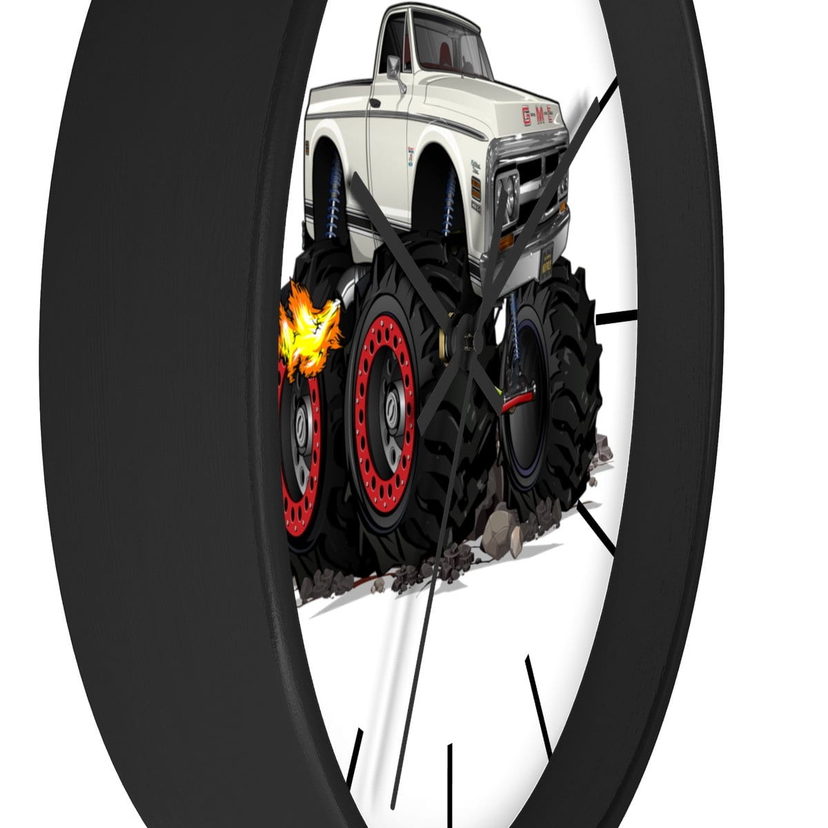 1972 GMC 4X4 Pickup Monster Truck with Rocks Car Art Wall clock