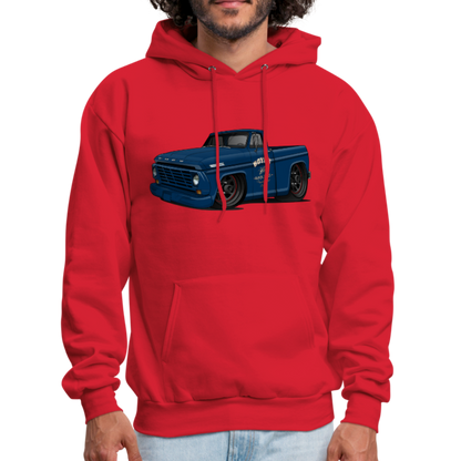 1967 Blue Ford F-100 Men's Hoodie - red