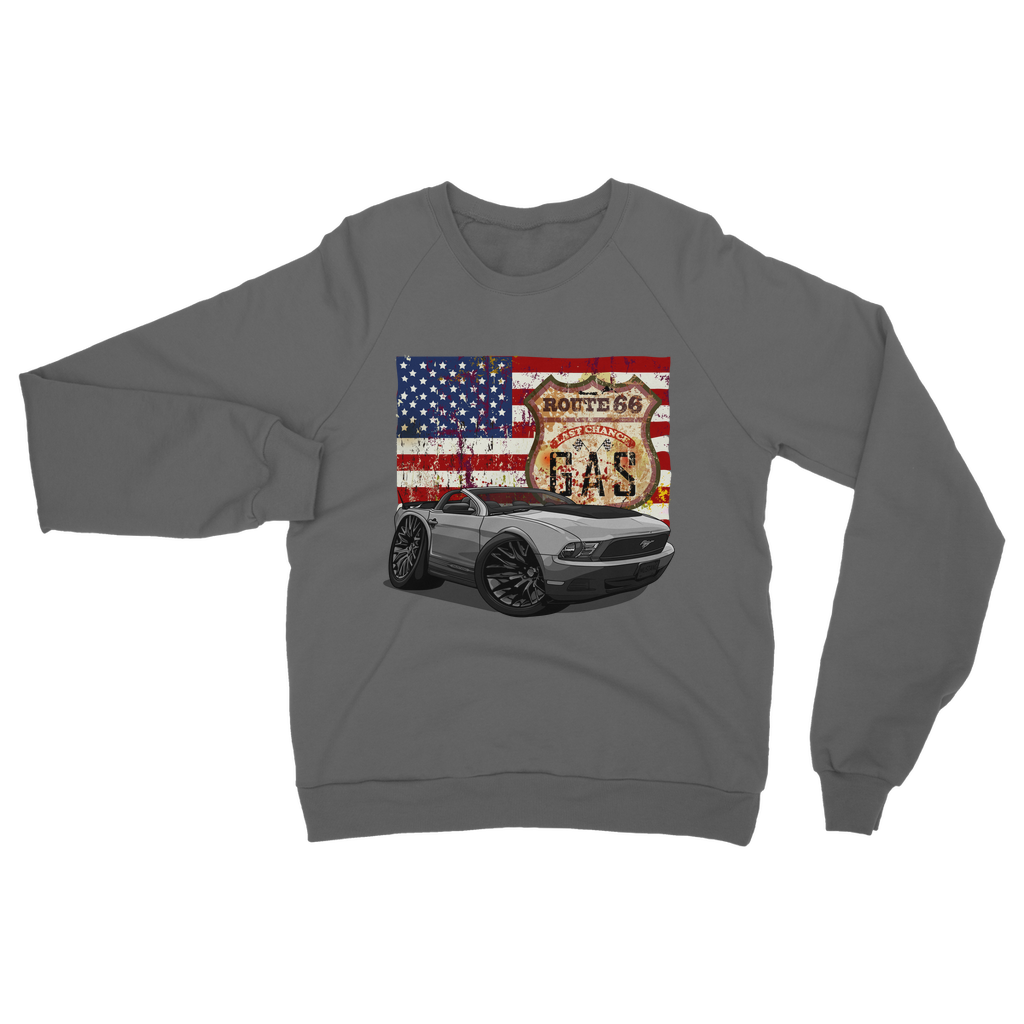 Convertible Mustang Route 66 Classic Adult Sweatshirt
