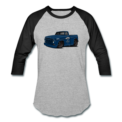 1967 Blue Ford F-100 Baseball T-Shirt - heather gray/black