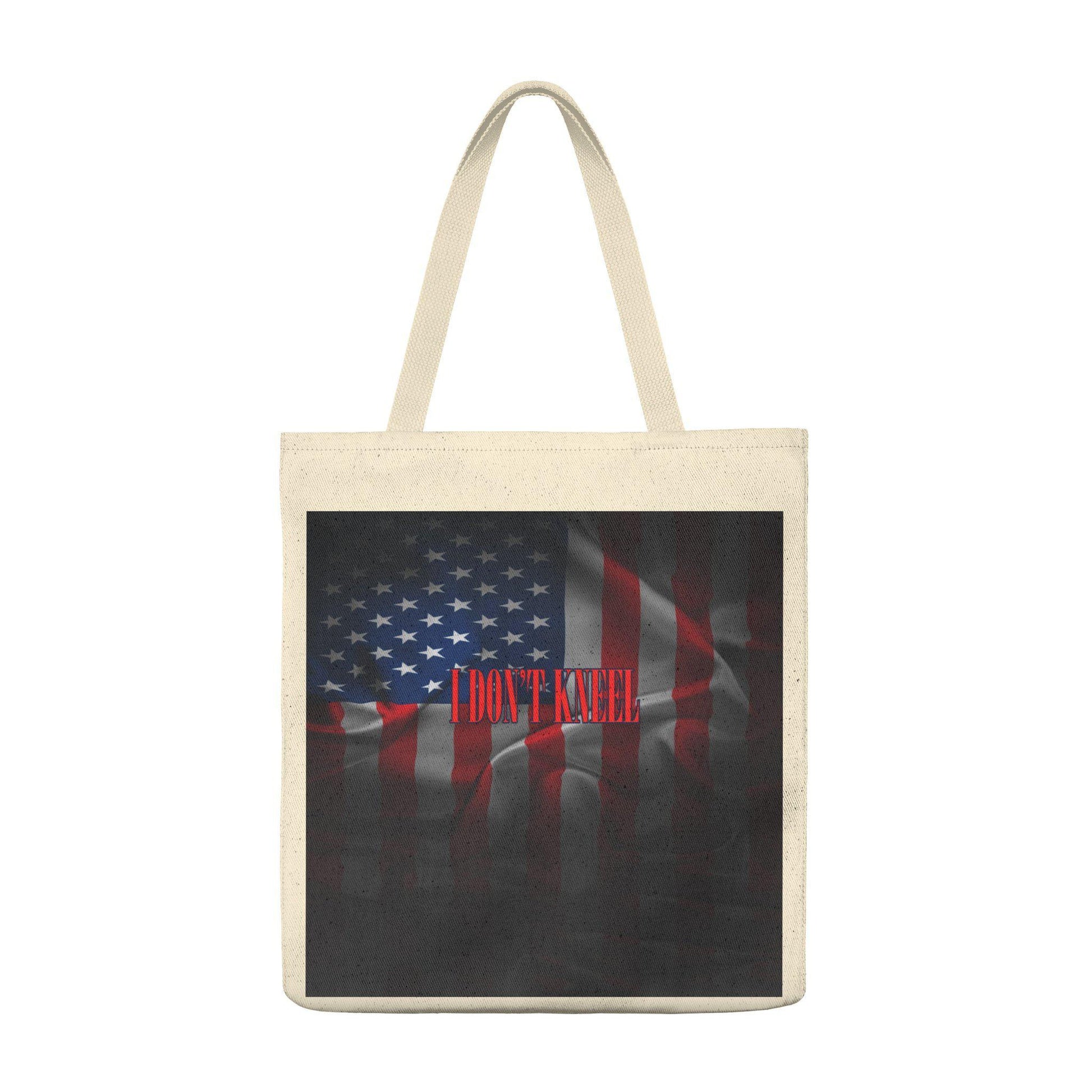 American Flag Dark I Don't Kneel Shoulder Tote Bag - Roomy - Let's Print Big